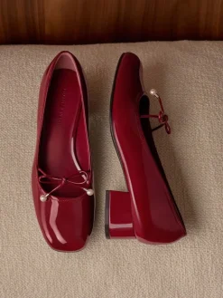 Barbara Patent Pearl-Bow Ballet Pumps