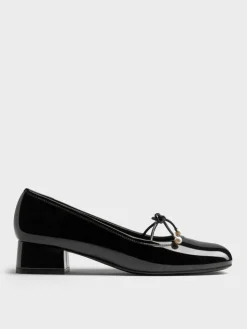 Barbara Patent Pearl-Bow Ballet Pumps