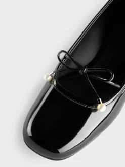 Barbara Patent Pearl-Bow Ballet Pumps