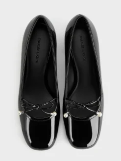 Barbara Patent Pearl-Bow Ballet Pumps