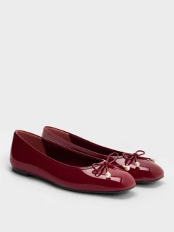Barbara Patent Pearl-Bow Ballet Flats