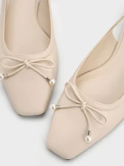 Barbara Pearl-Bow Slingback Flats