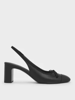 Bow Cap-Toe Slingback Pumps