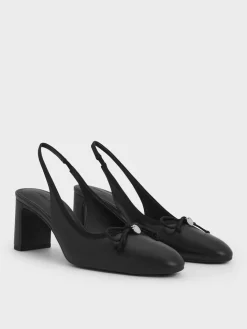 Bow Cap-Toe Slingback Pumps