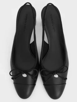 Bow Cap-Toe Slingback Pumps