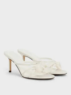 Bow Flower-Pearl Heeled Mules