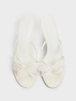 Bow Flower-Pearl Heeled Mules
