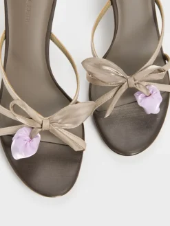 Bow Flower-Pearl Heeled Mules