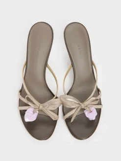Bow Flower-Pearl Heeled Mules