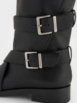 Brett Buckle-Strap Calf Boots