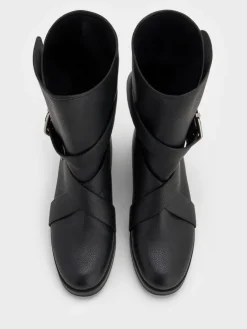 Brett Buckle-Strap Calf Boots