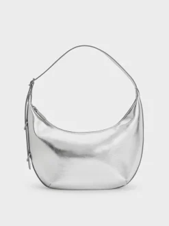 Bryna Metallic Curved Hobo Bag
