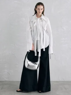 Bryna Metallic Curved Hobo Bag