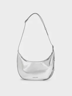 Bryna Metallic Curved Hobo Bag