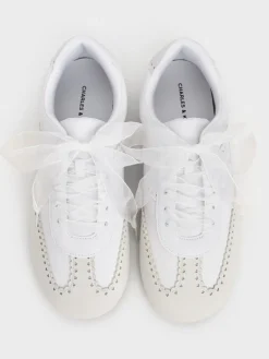 Cece Heart-Motif Sheer-Lace Sneakers