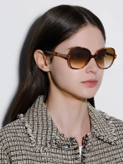 Chain-Link Oversized Butterfly Sunglasses