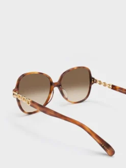 Chain-Link Oversized Butterfly Sunglasses