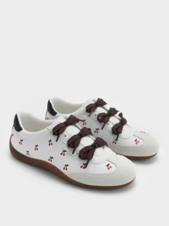 Cherry-Print Triple-Bow Sneakers