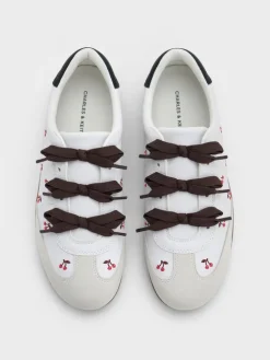 Cherry-Print Triple-Bow Sneakers