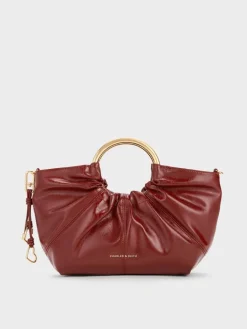 Ciara Ruched Metal Top Handle Bag