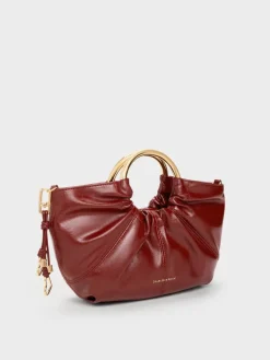 Ciara Ruched Metal Top Handle Bag