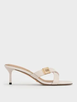 Cody Leather Crossover Heeled Mules