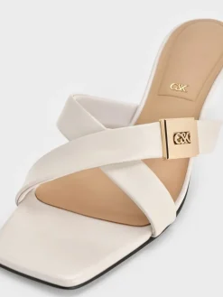 Cody Leather Crossover Heeled Mules