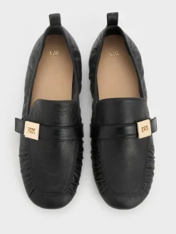 Cody Leather Ruched Loafers