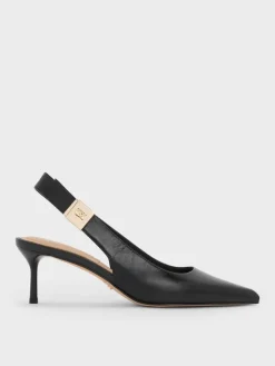 Cody Leather Slingback Kitten Heels
