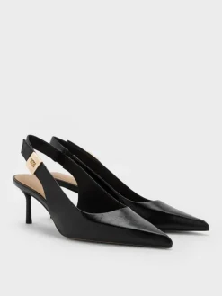 Cody Leather Slingback Kitten Heels