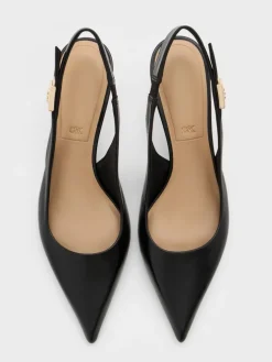 Cody Leather Slingback Kitten Heels