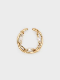 Corrine Pearl Chain-Link Double Ring