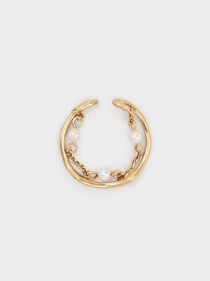 Corrine Pearl Chain-Link Double Ring