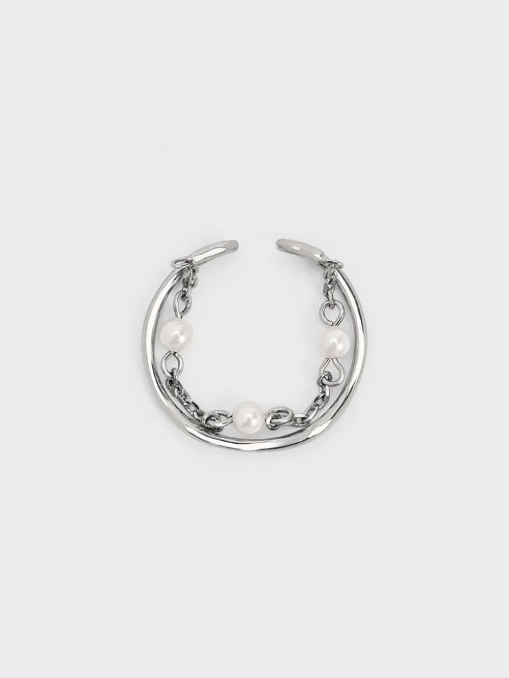Corrine Pearl Chain-Link Double Ring