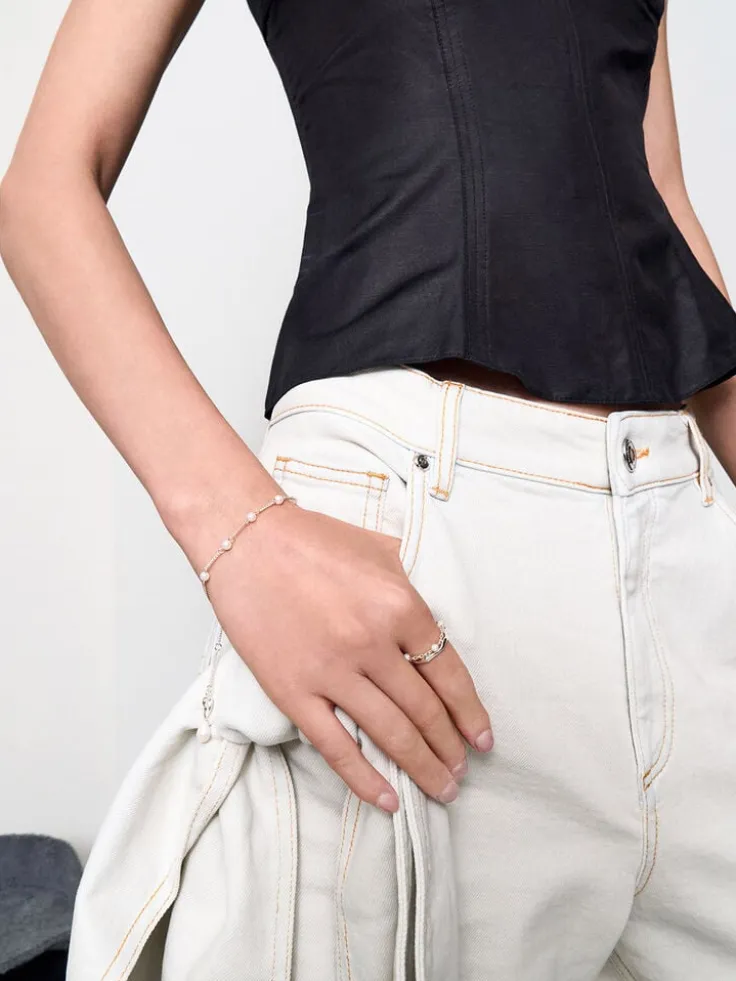 Corrine Pearl Chain-Link Double Ring