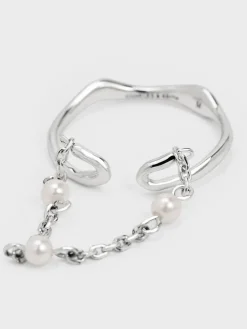 Corrine Pearl Chain-Link Double Ring