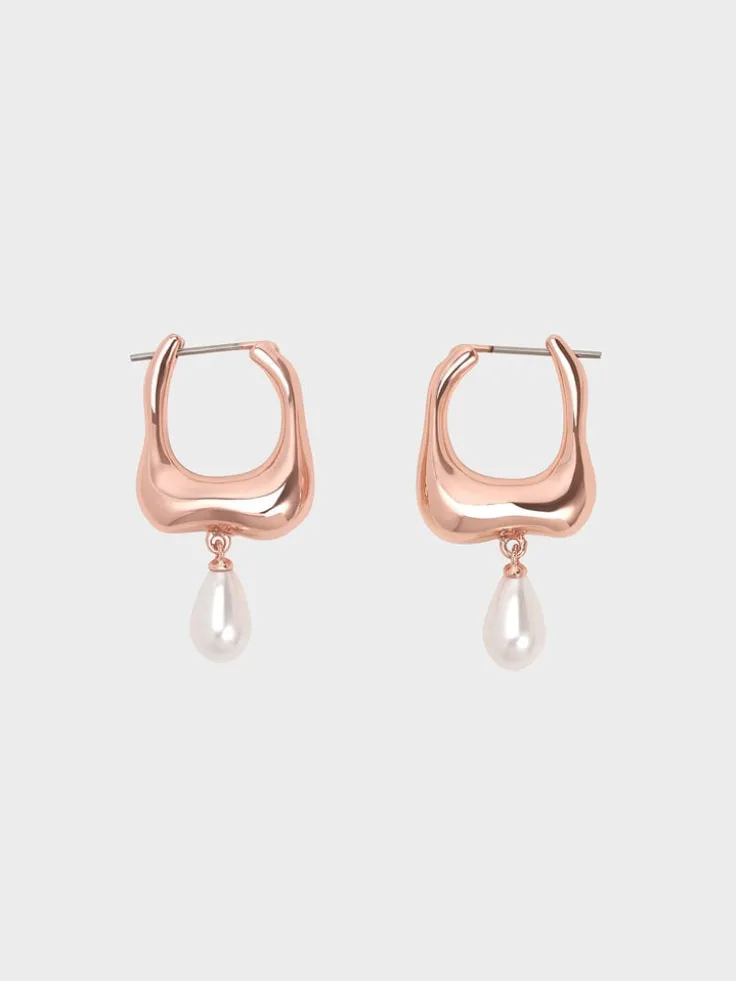 Corrine Teardrop Pearl Hoop Earrings