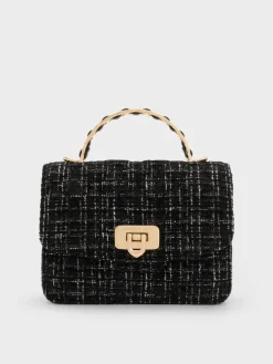 Cressida Tweed Quilted Top Handle Bag