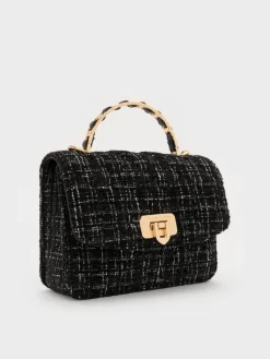 Cressida Tweed Quilted Top Handle Bag
