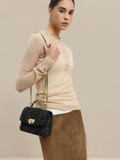 Cressida Tweed Quilted Top Handle Bag