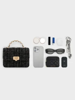 Cressida Tweed Quilted Top Handle Bag