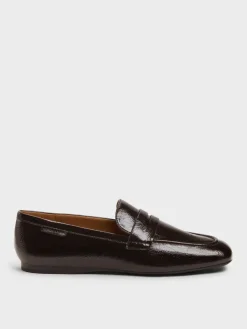 Crinkle-Effect Penny Loafers