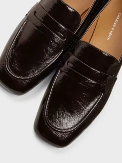Crinkle-Effect Penny Loafers