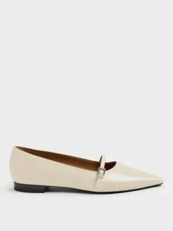 Crinkle-Effect Pointed Ballet Flats