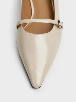Crinkle-Effect Pointed Ballet Flats