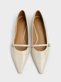 Crinkle-Effect Pointed Ballet Flats