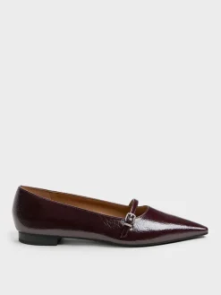 Crinkle-Effect Pointed Ballet Flats