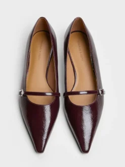 Crinkle-Effect Pointed Ballet Flats