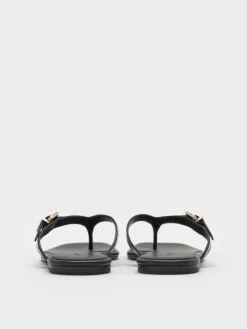 Croc-Effect Buckled Thong Sandals