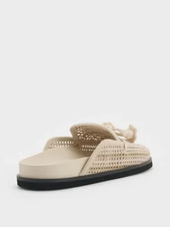 Crochet & Suede Flower Mules